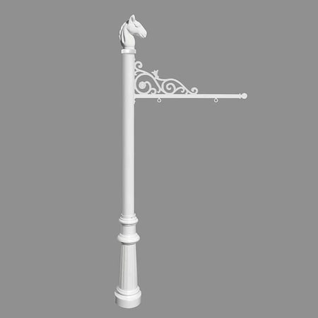 Qualarc Sign System w/Horse Head Finial & Fluted Base, White color REPST-801-WHT
